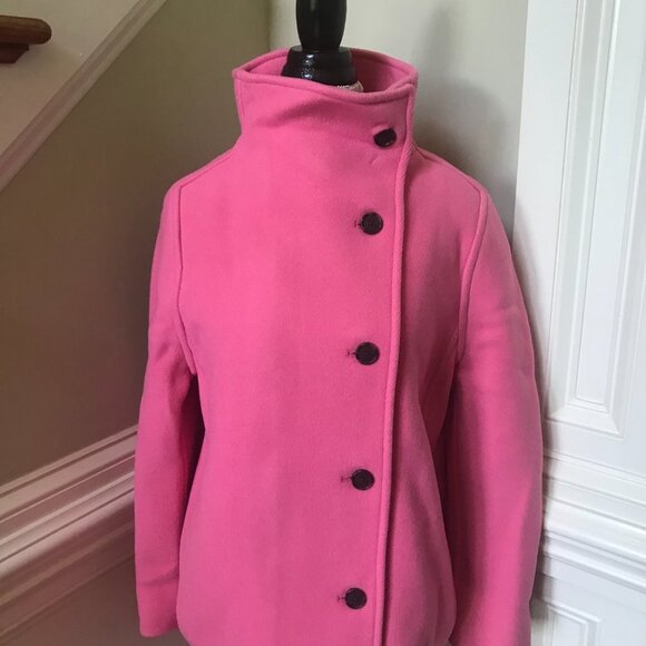 NWT JCREW Villa Coat Womens P 4 Pink Mid Length Stadium Cloth Wool Petite NEW - Picture 4 of 12